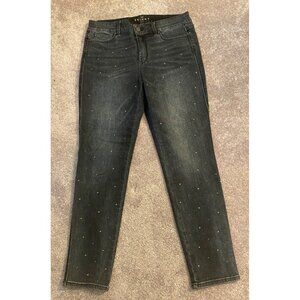 Black Mid-Rise Skinny Ankle Jeans Stud Detailing Size 8
